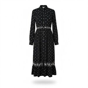 KATE SPADE New York Black Bandana Shirtdress‎ MIDI Boho Long Sleeves Prairie 6
